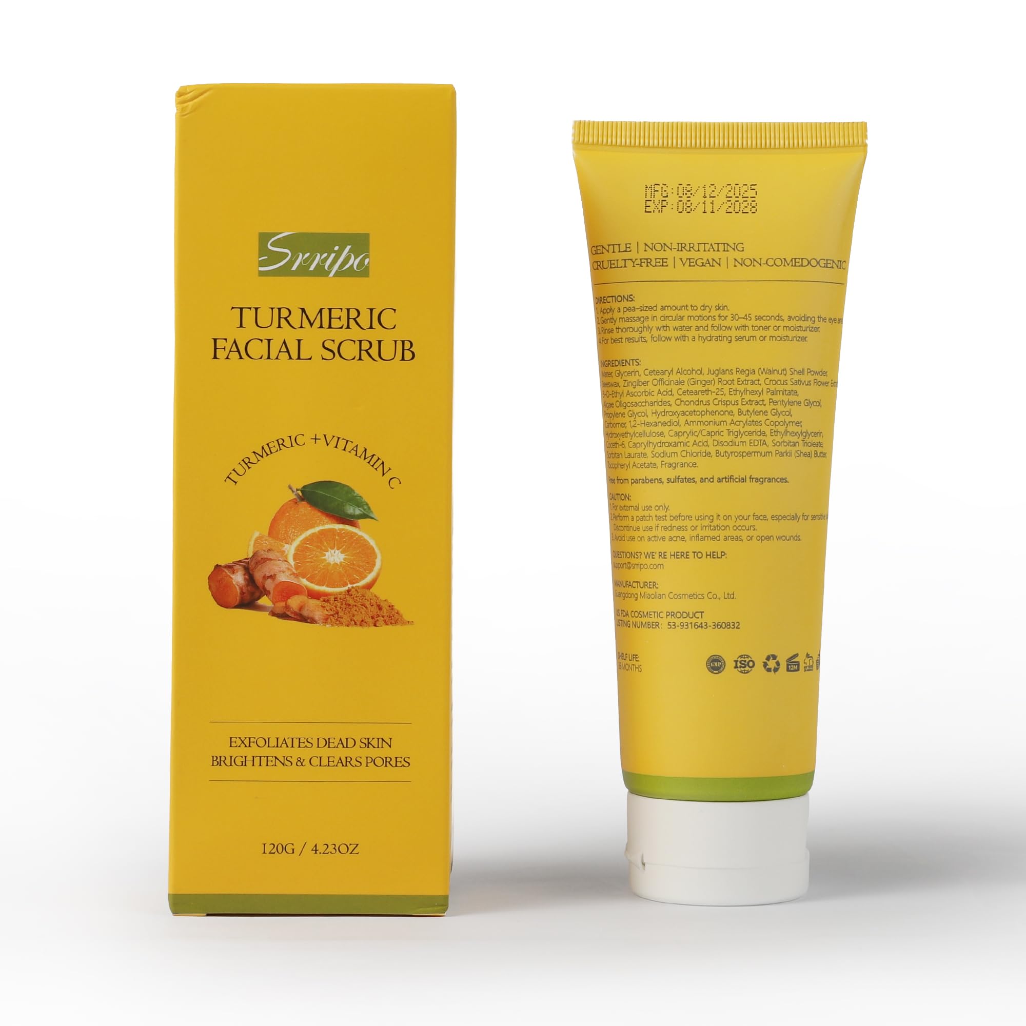 Srripo exfoliante facial para piel sensible, cuidado gentil.
