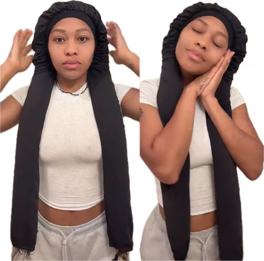Ssawhair Bonnet para dormir con trenzas largas, cómodo y transpirable