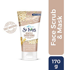 St. Ives 2-in-1 scrub mask application showing dual-use for cleansing and nourishment.