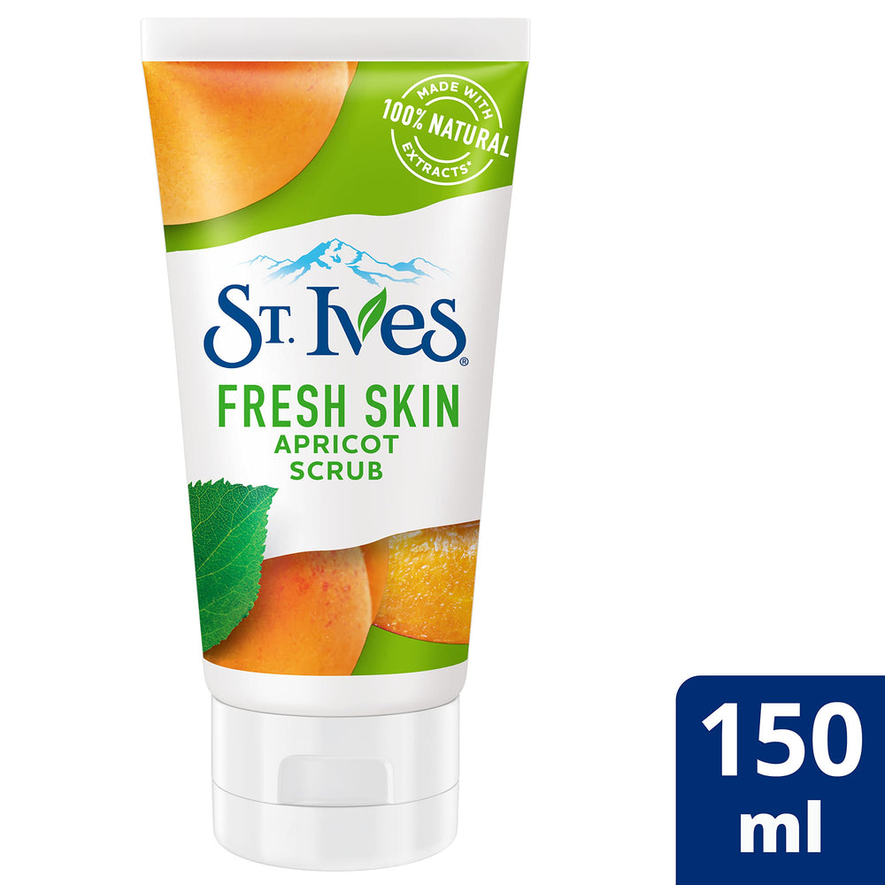 St. Ives Apricot Face Scrub: aplicación fácil en piel mojada para despertar su brillo natural.