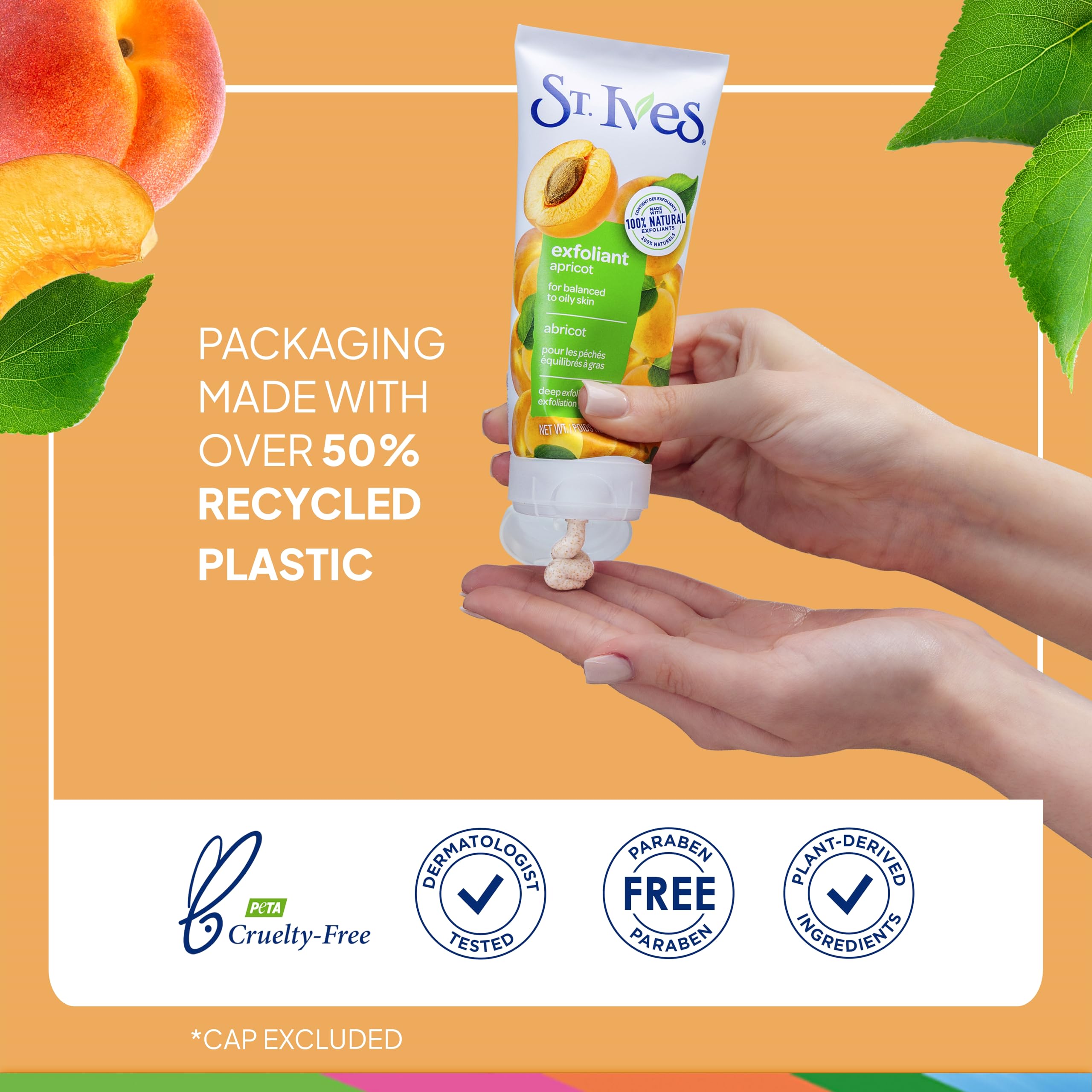 St. Ives Apricot Scrub rinse with water shows clean, refreshed feel