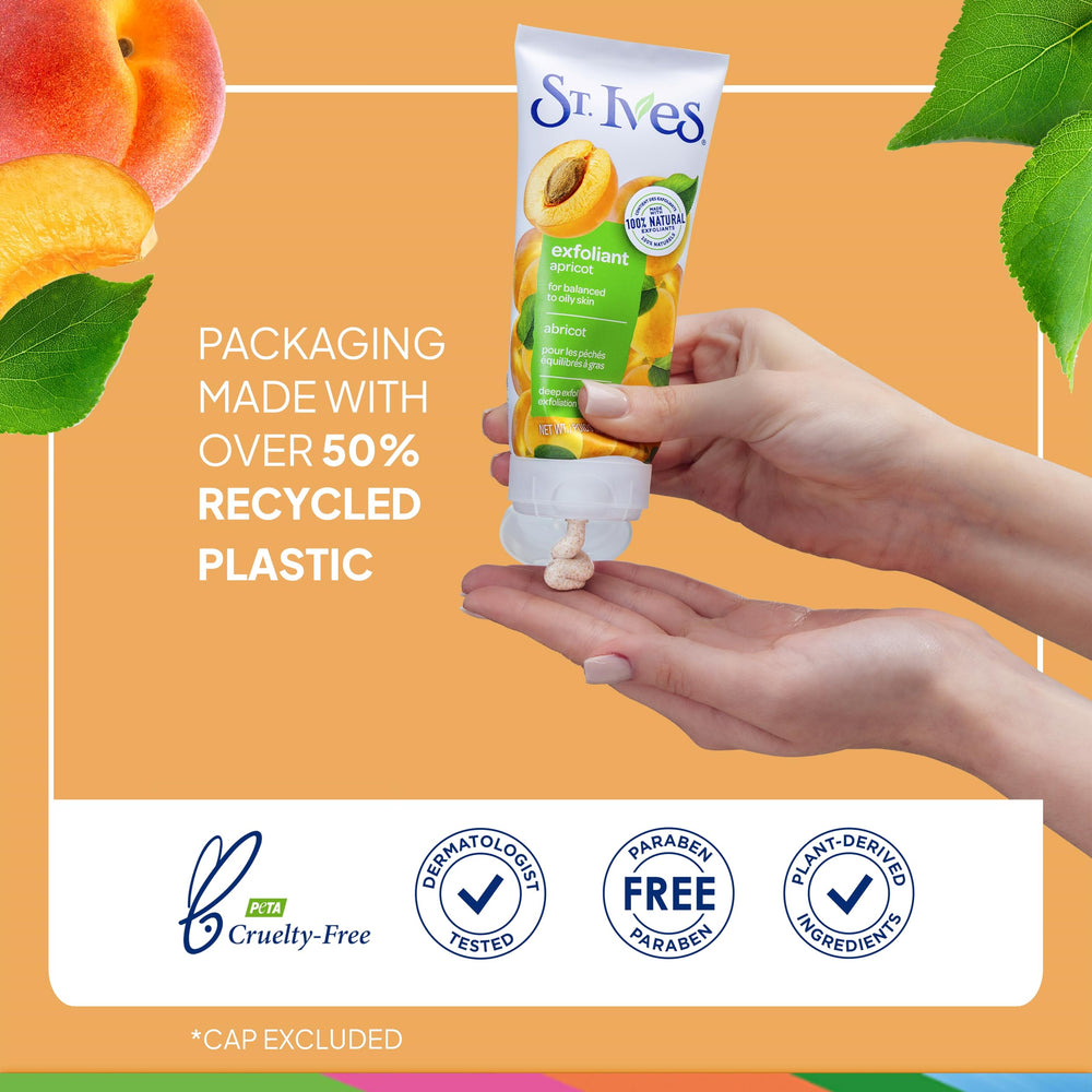 St. Ives Apricot Scrub rinse with water shows clean, refreshed feel