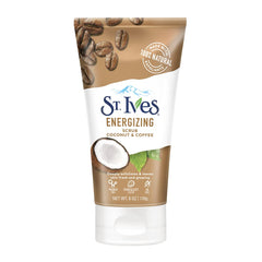 St. Ives Coconut & Coffee Energizing Scrub bottle close-up for refreshed skin.