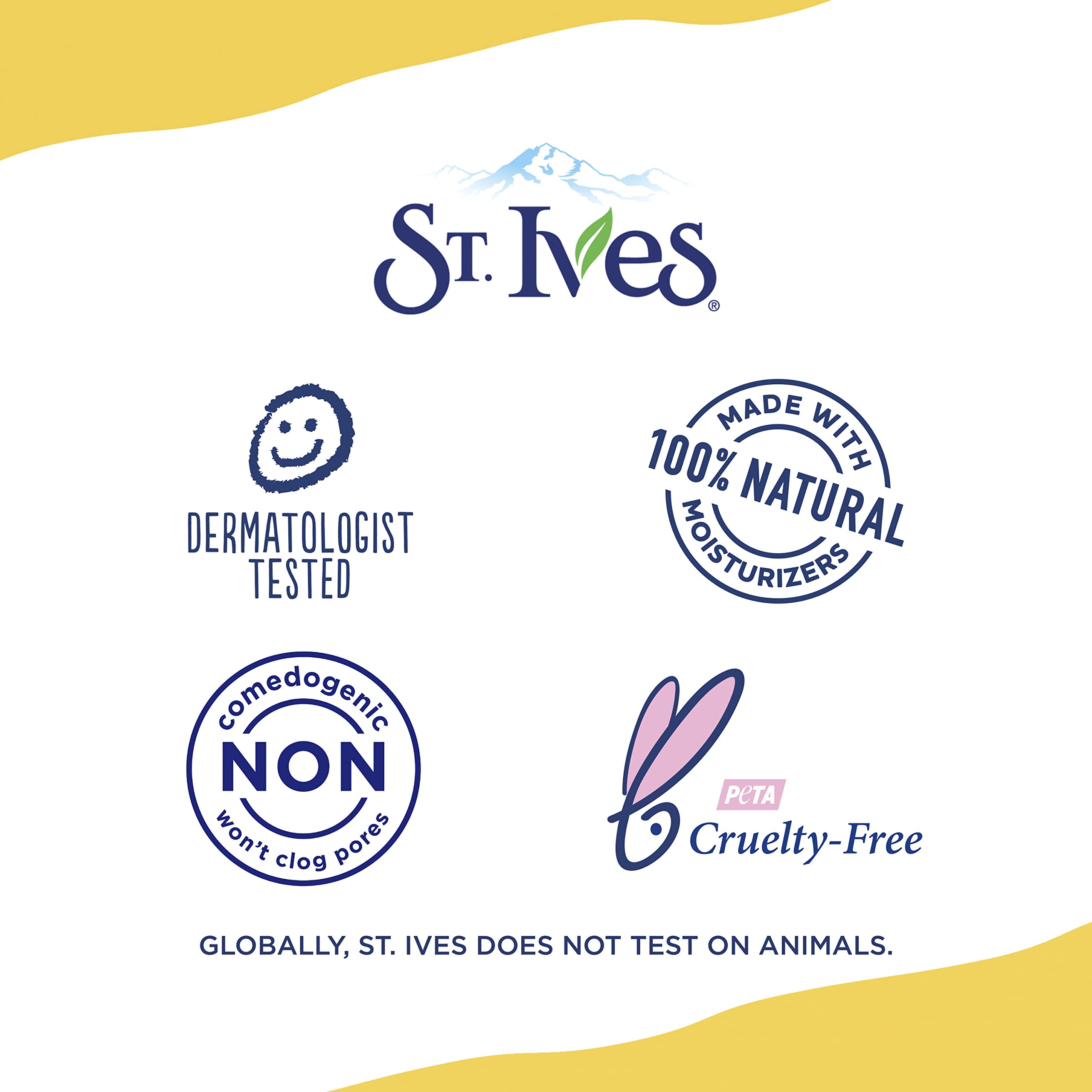 St. Ives cruelty-free packaging highlights ethical, animal-friendly skincare.