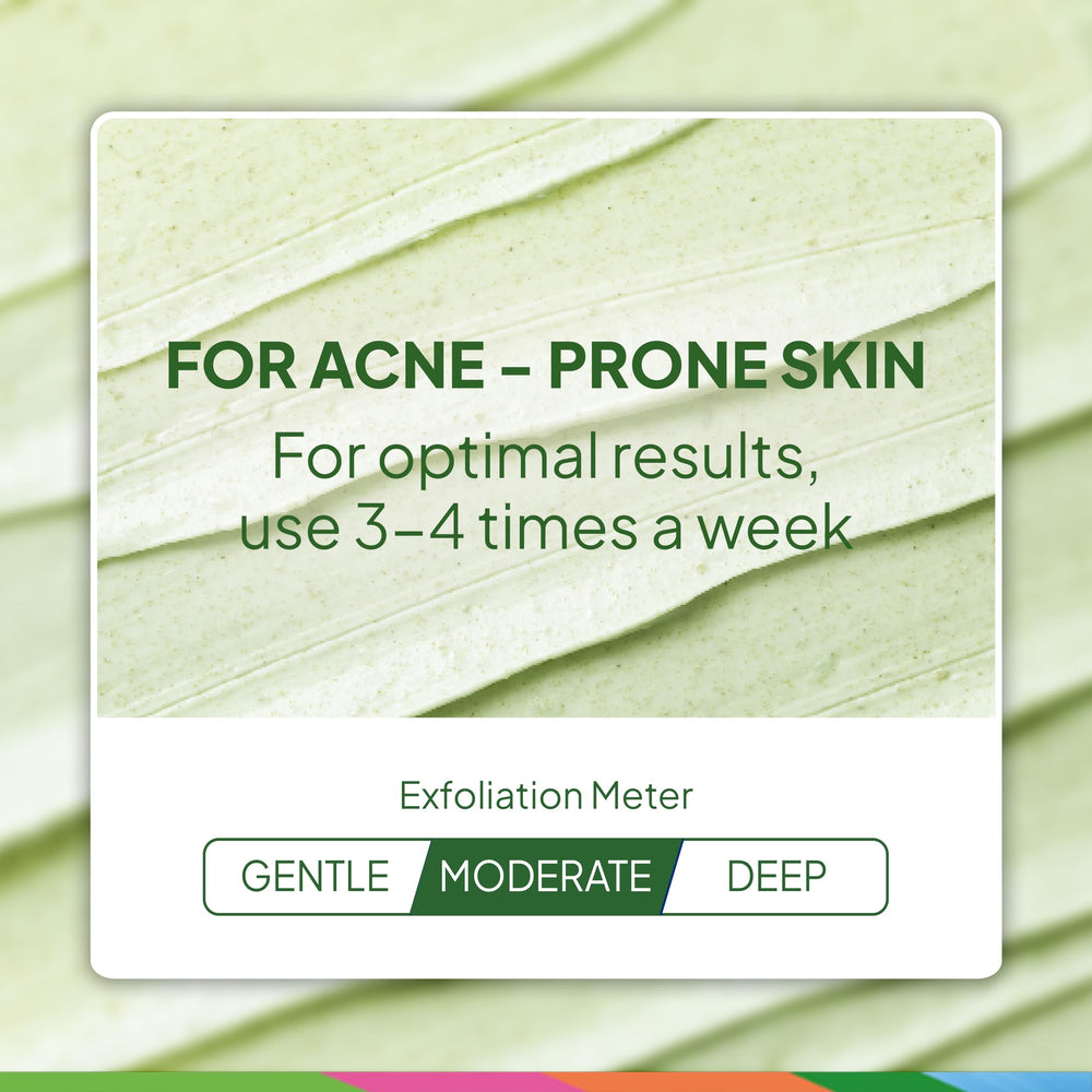 Dollop of scrub demonstrates medium exfoliation on skin