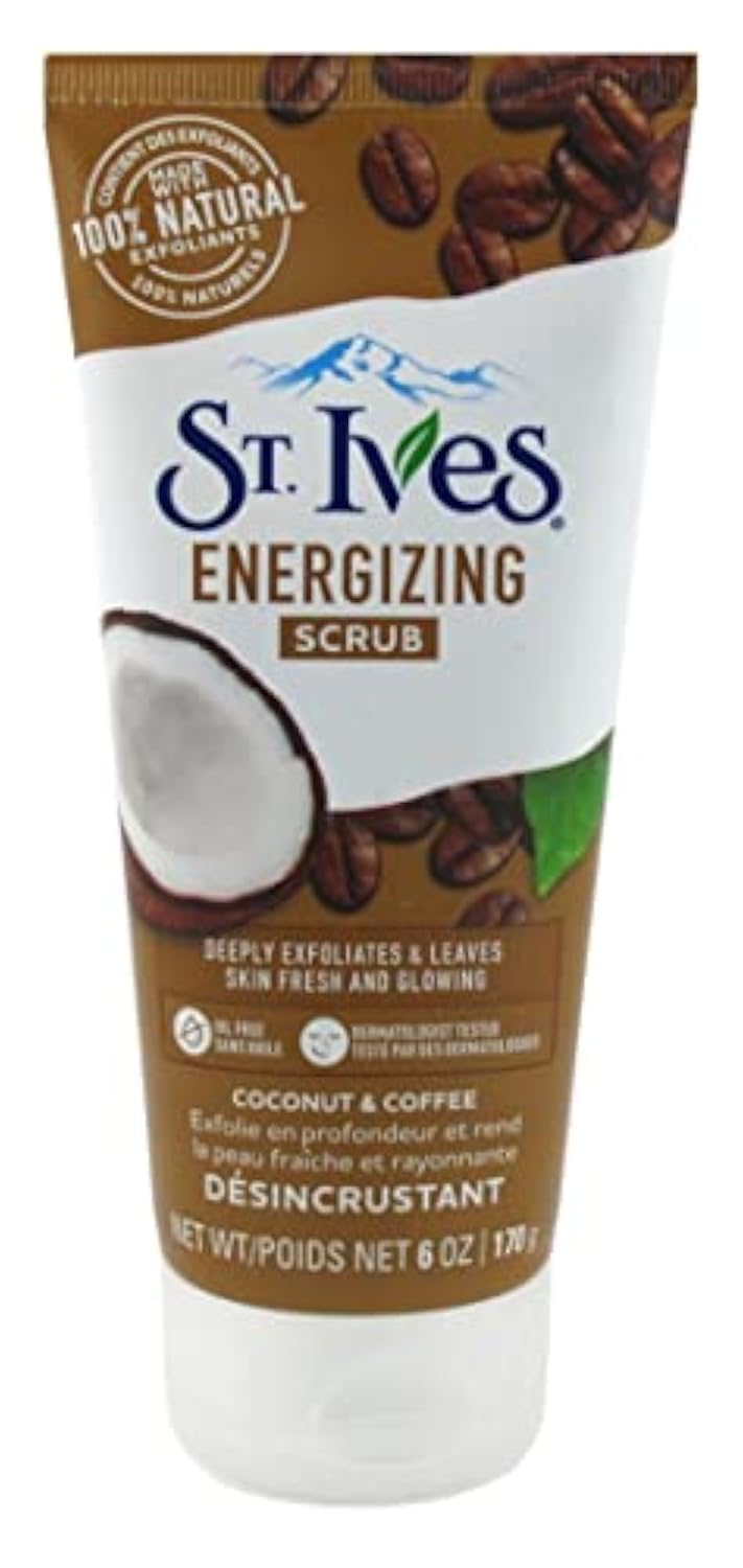 St. Ives Exfoliante Coco y Café energizante, frasco con textura exfoliante para la piel