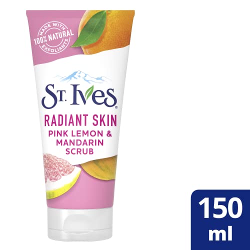St. Ives Exfoliante Rosa Limón Naranja, textura de gránulos naturales para exfoliar suavemente.