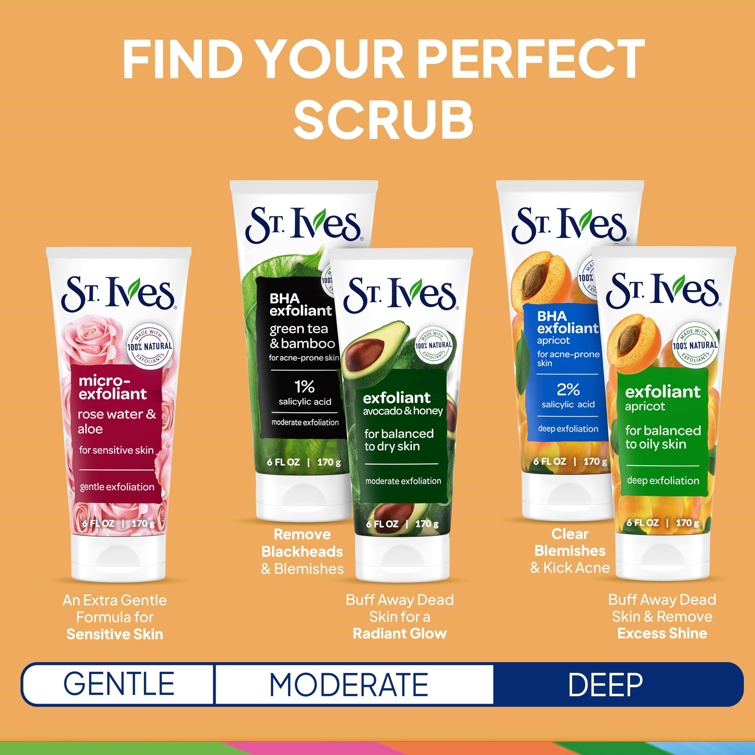 St. Ives Fresh Skin Apricot Scrub lid close-up emphasizes brand trust