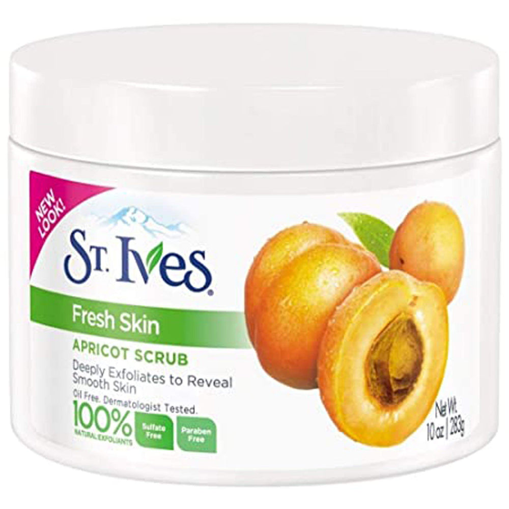 St. Ives Fresh Skin Invigorating Apricot Scrub 2-pack box back shows value and double supply