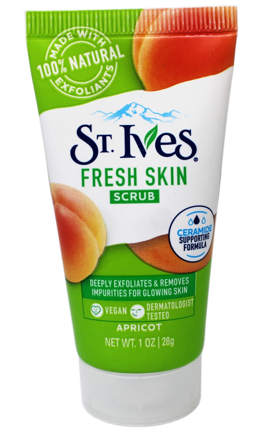 St. Ives Fresh Skin Scrub usa polvo de nuez natural para exfoliación suave.