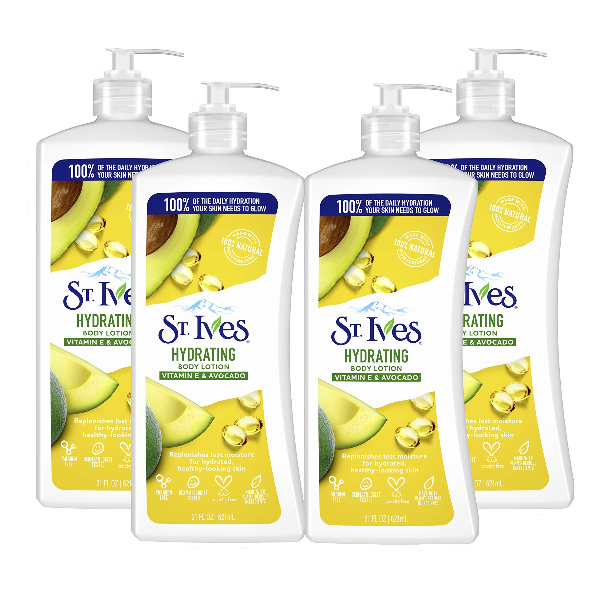 St. Ives hydrating lotion bottle showing rich moisture for dry skin
