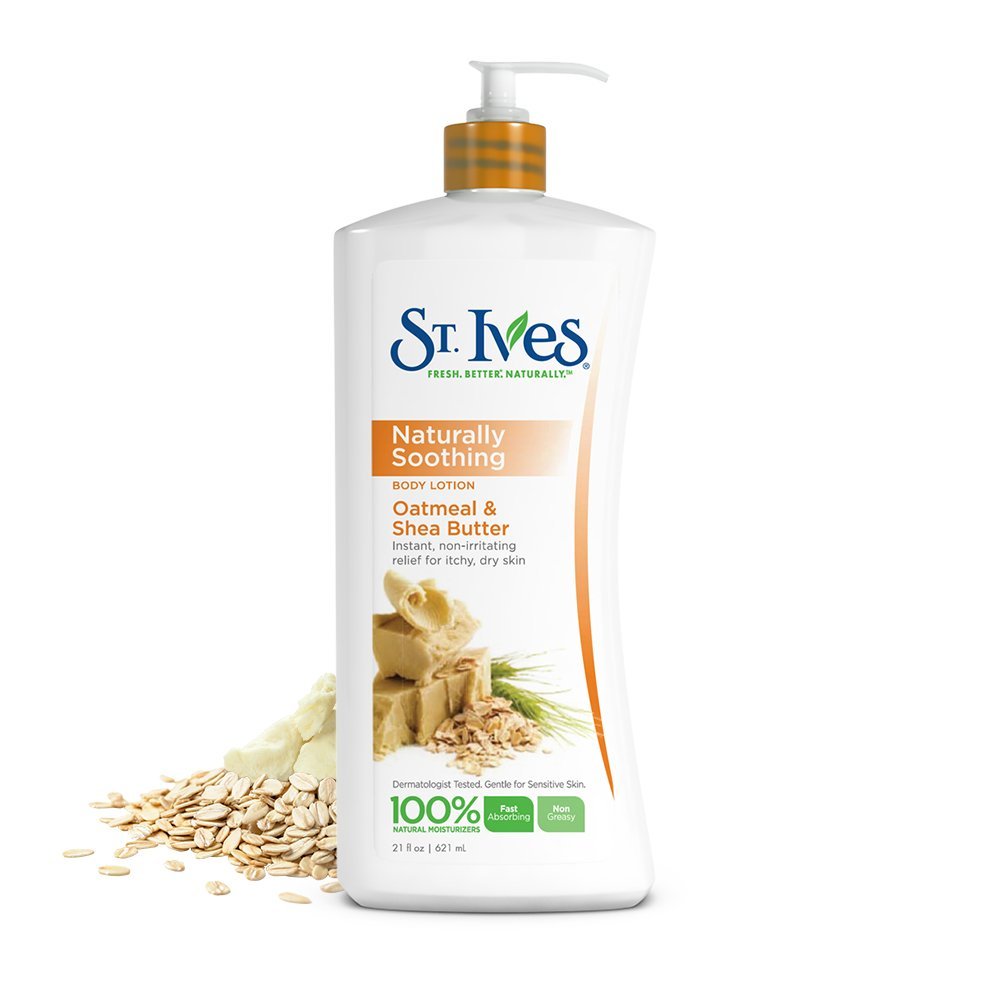 St. Ives muestra aceite de soja y avena para hidratación suave.