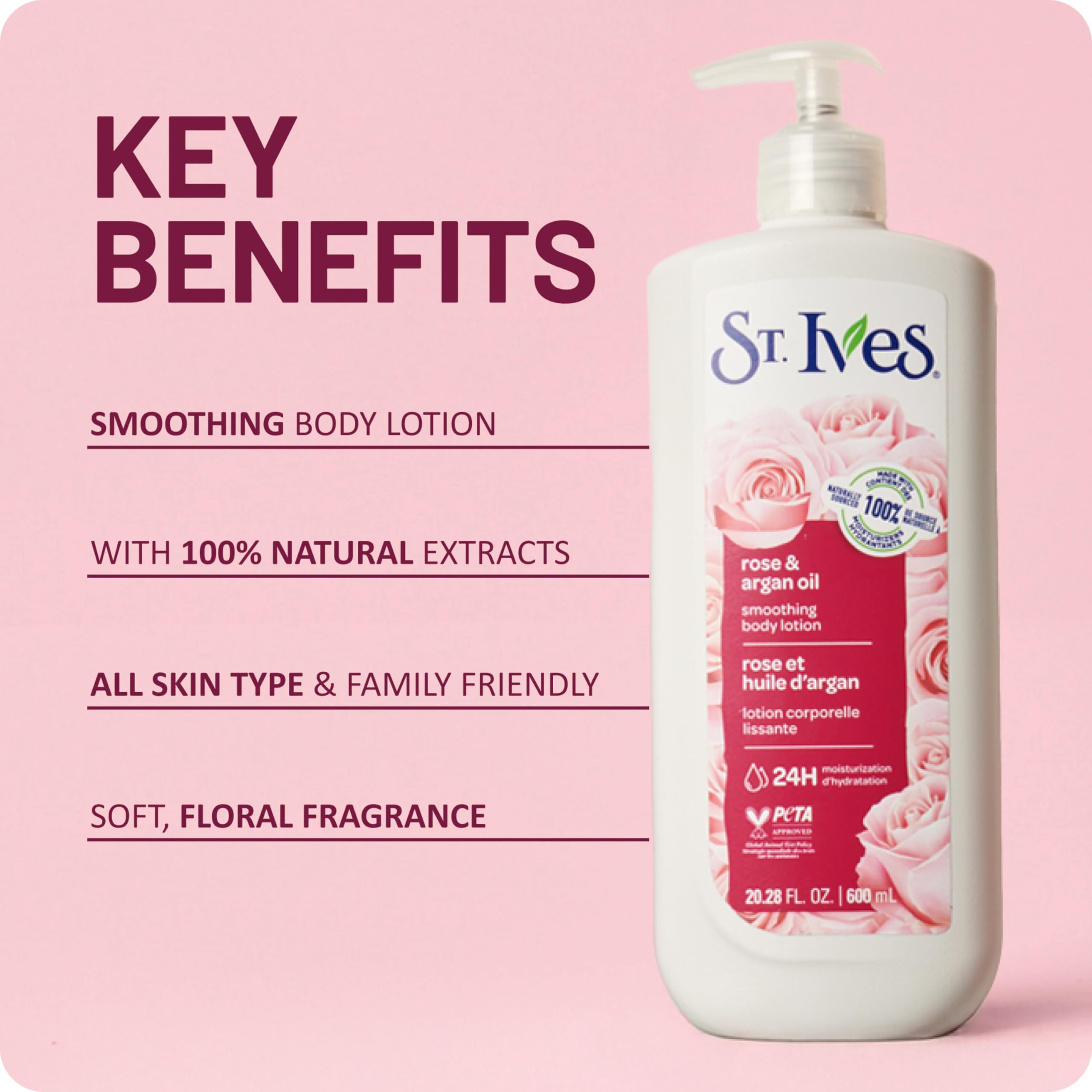 Textura ligera de la loción St. Ives se absorbe rápido