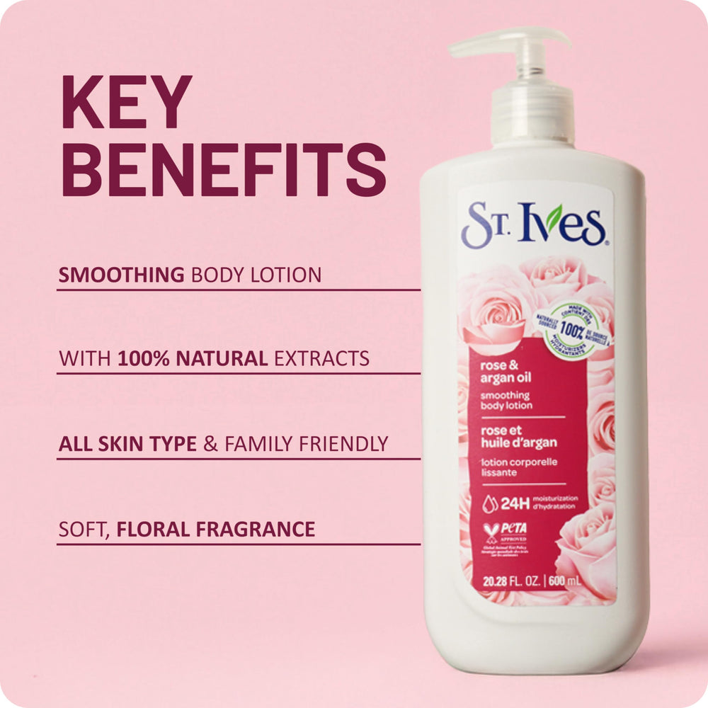 Textura ligera de la loción St. Ives se absorbe rápido