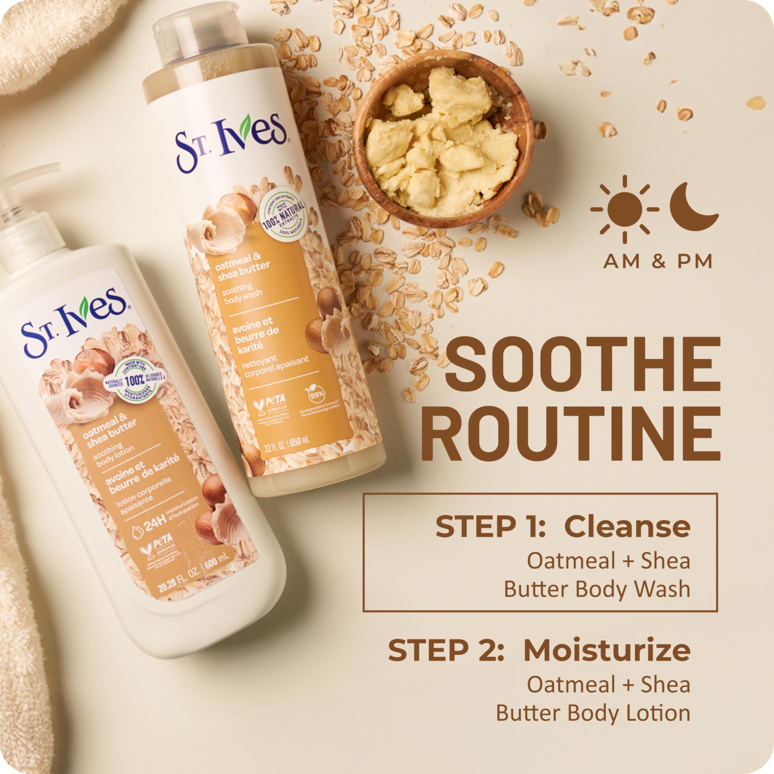 Daily shower essential in St. Ives routine for dry skin care