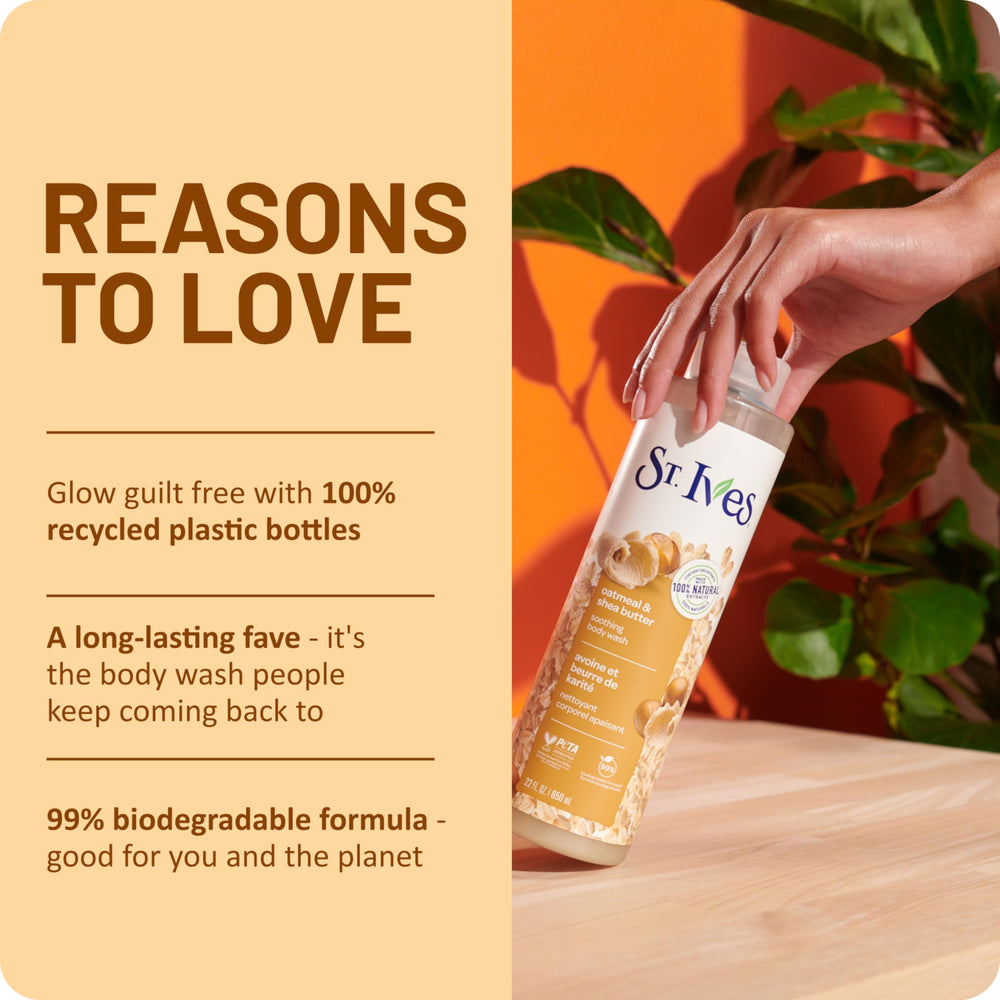 Smooth texture seen after use with St. Ives body wash