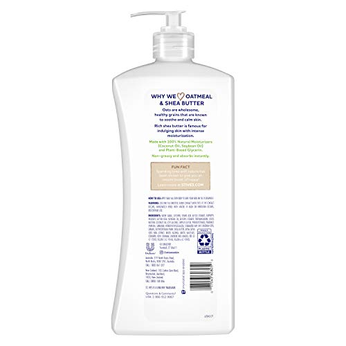 St. Ives oats and shea butter ingredients highlight nourishing formula.