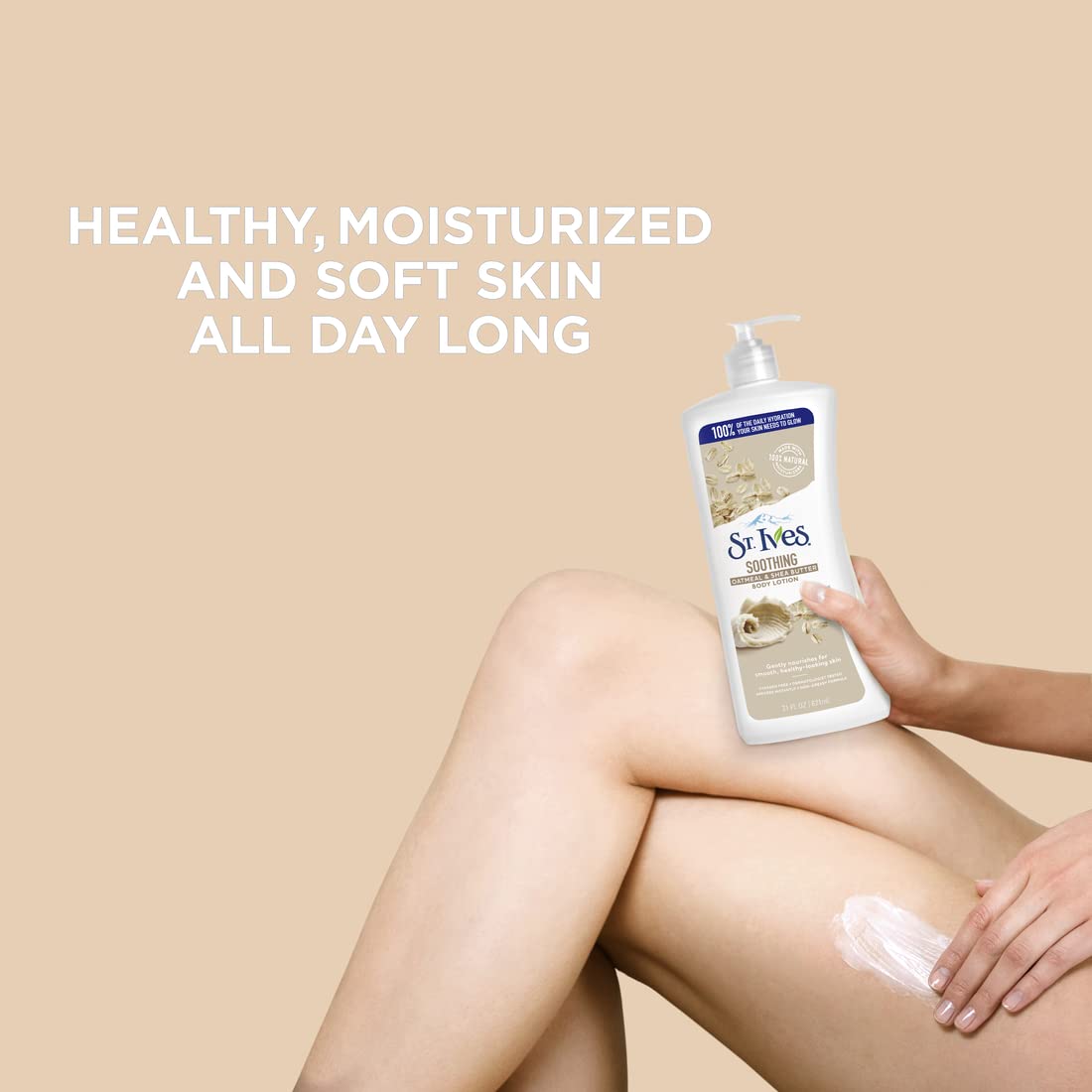 St. Ives pump dispensing action for mess-free daily moisturization.