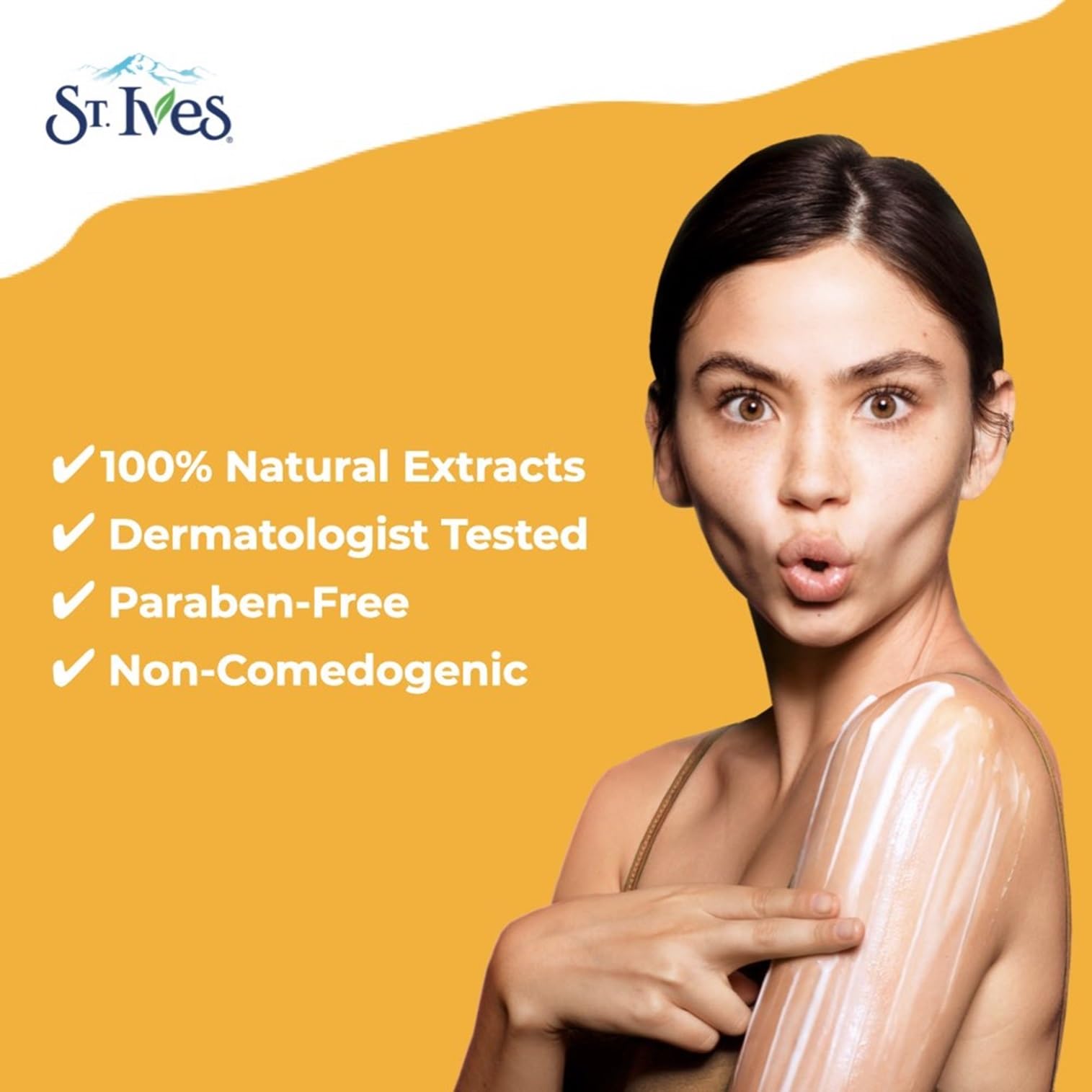 St. Ives Renewing Collagen & Elastin lotion dispense demonstrates easy daily application.
