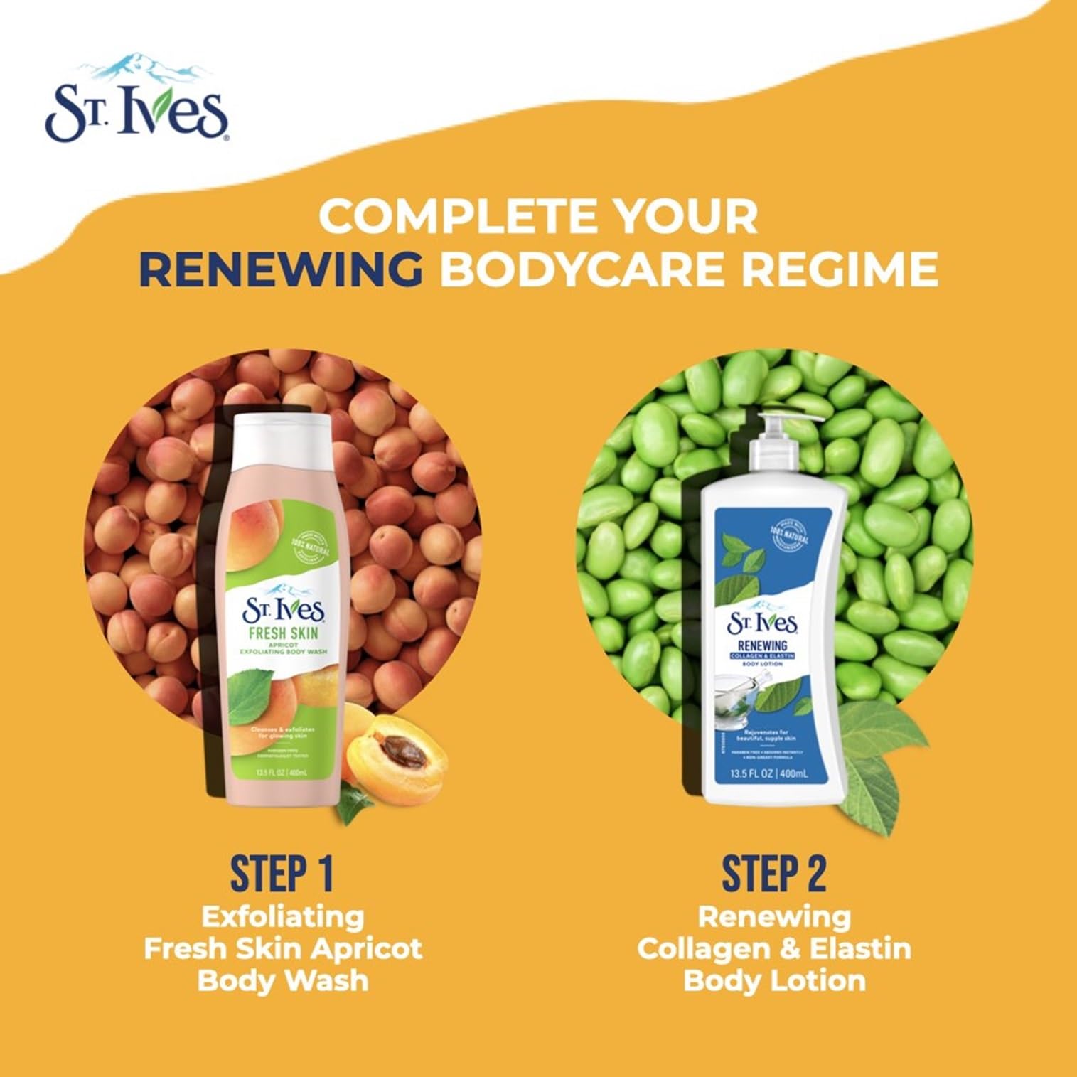 St. Ives Renewing Collagen & Elastin lotion ingredients highlight coconut and soybean oils.
