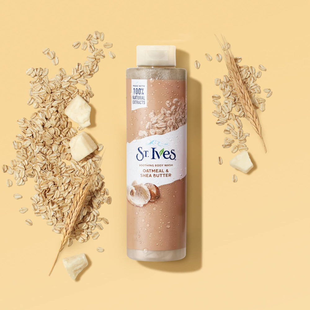 St. Ives body wash texture with shea butter for moisturized skin.