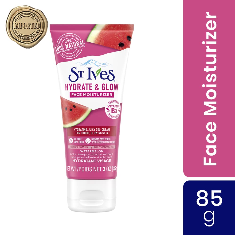 St. Ives Hydrate y Glow textura ligera para aplicación diaria en piel grasa.