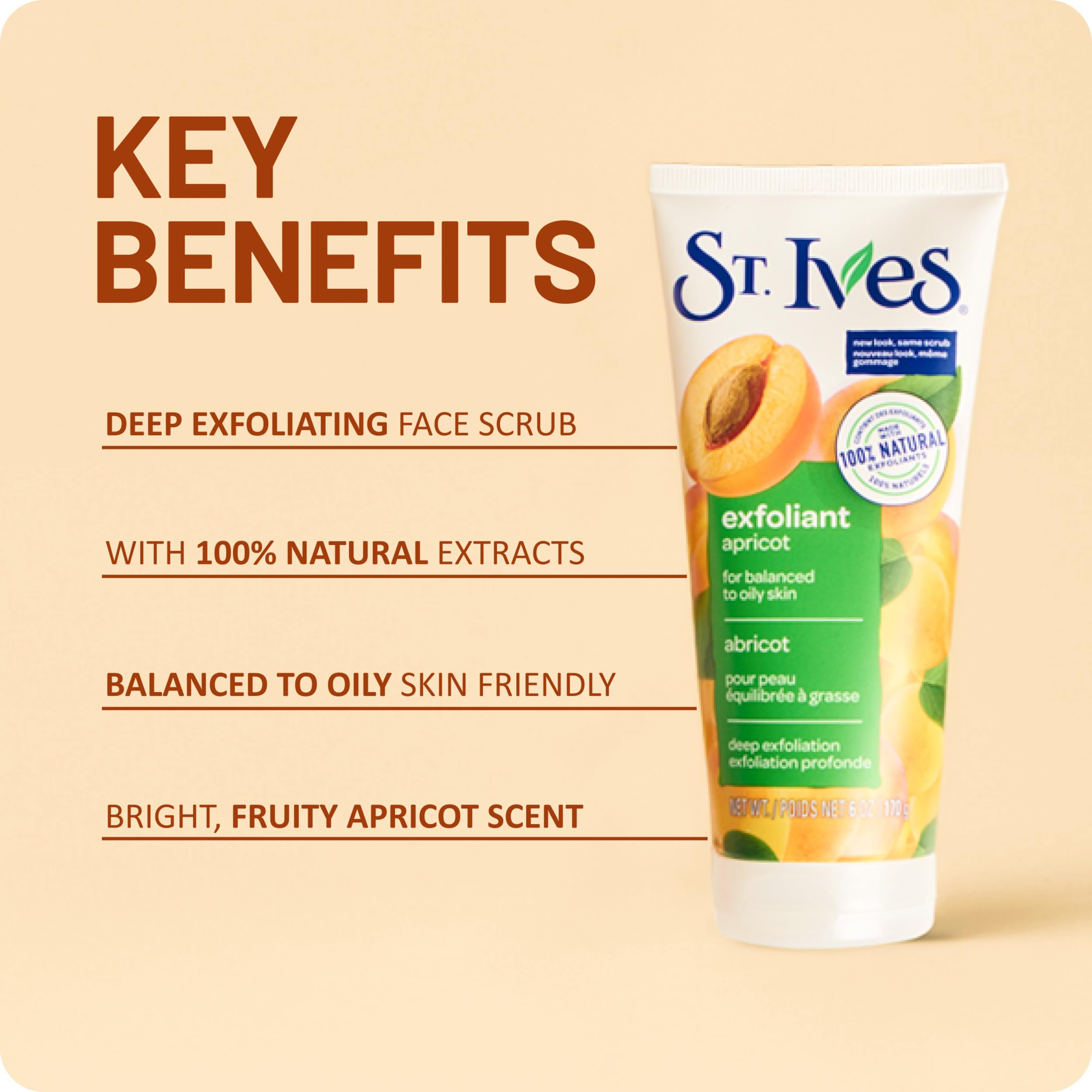 Tubo de exfoliante reciclado de St. Ives, empaque sostenible
