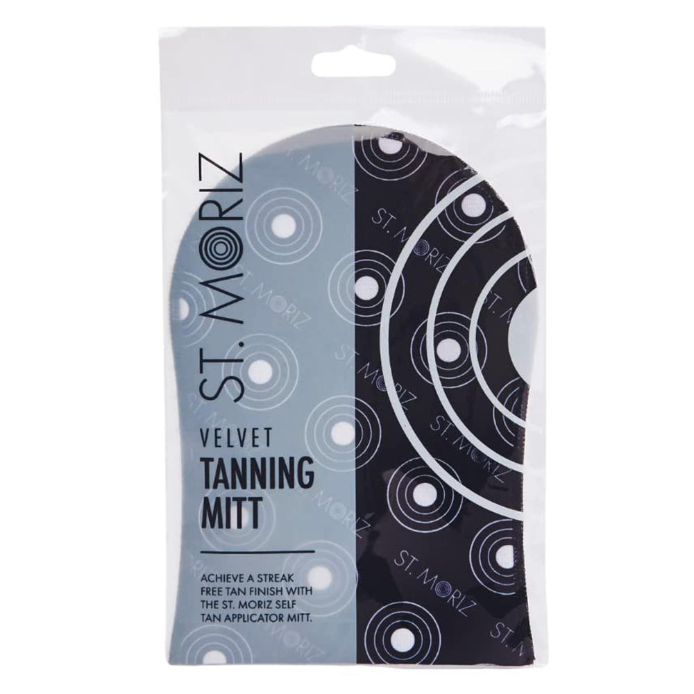 Guante St. Moriz Velvet para aplicación suave y uniforme del bronceado.