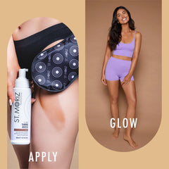 Guante reutilizable para aplicar bronceado con acabado profesional y natural.