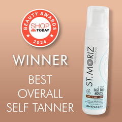 ST. MORIZ Pro 1 Hour Fast Tanner mousse application delivers smooth, streak-free results.