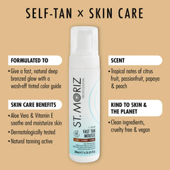 ST. MORIZ Pro 1 Hour Fast Tanner mousse tanning mitt ensures even coverage.