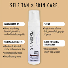 ST. MORIZ Professional Dark Self Tanner Mousse nozzle close-up for controlled, mess-free dispensing every time.