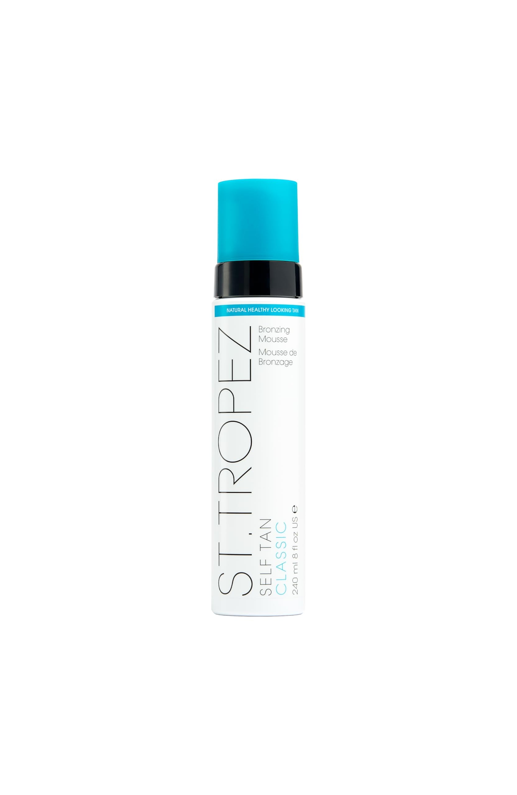 St. Tropez Classic Bronzing Mousse bottle shows natural color development for a seamless tan.