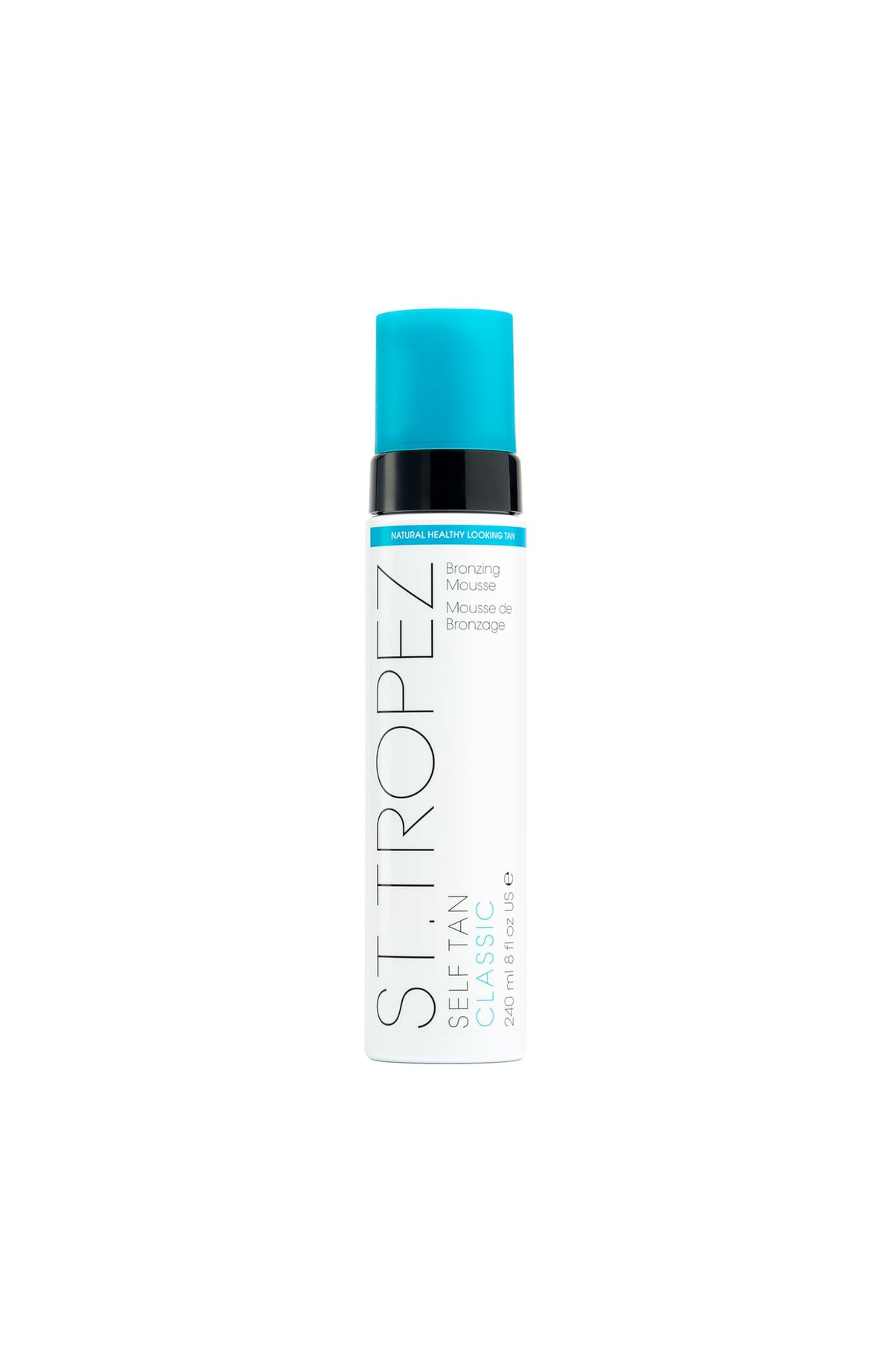 St. Tropez Classic Bronzing Mousse bottle shows natural color development for a seamless tan.