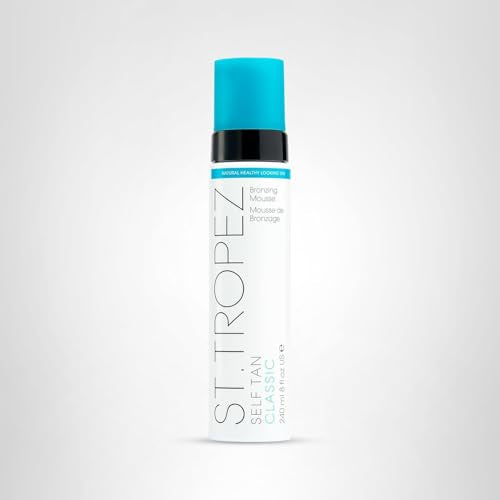St. Tropez Mousse swatches reveal a medium golden tone adapting to skin.