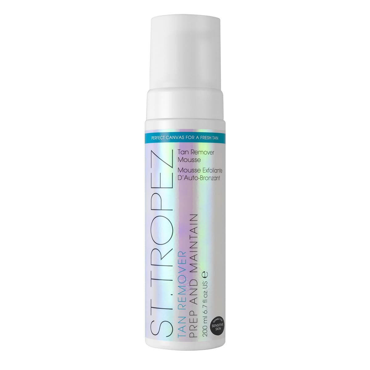 St.Tropez quita-bronceado con mousse-primer para una aplicacion uniforme.