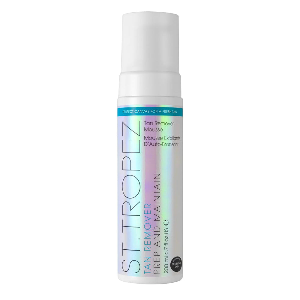 St.Tropez quita-bronceado con mousse-primer para una aplicacion uniforme.