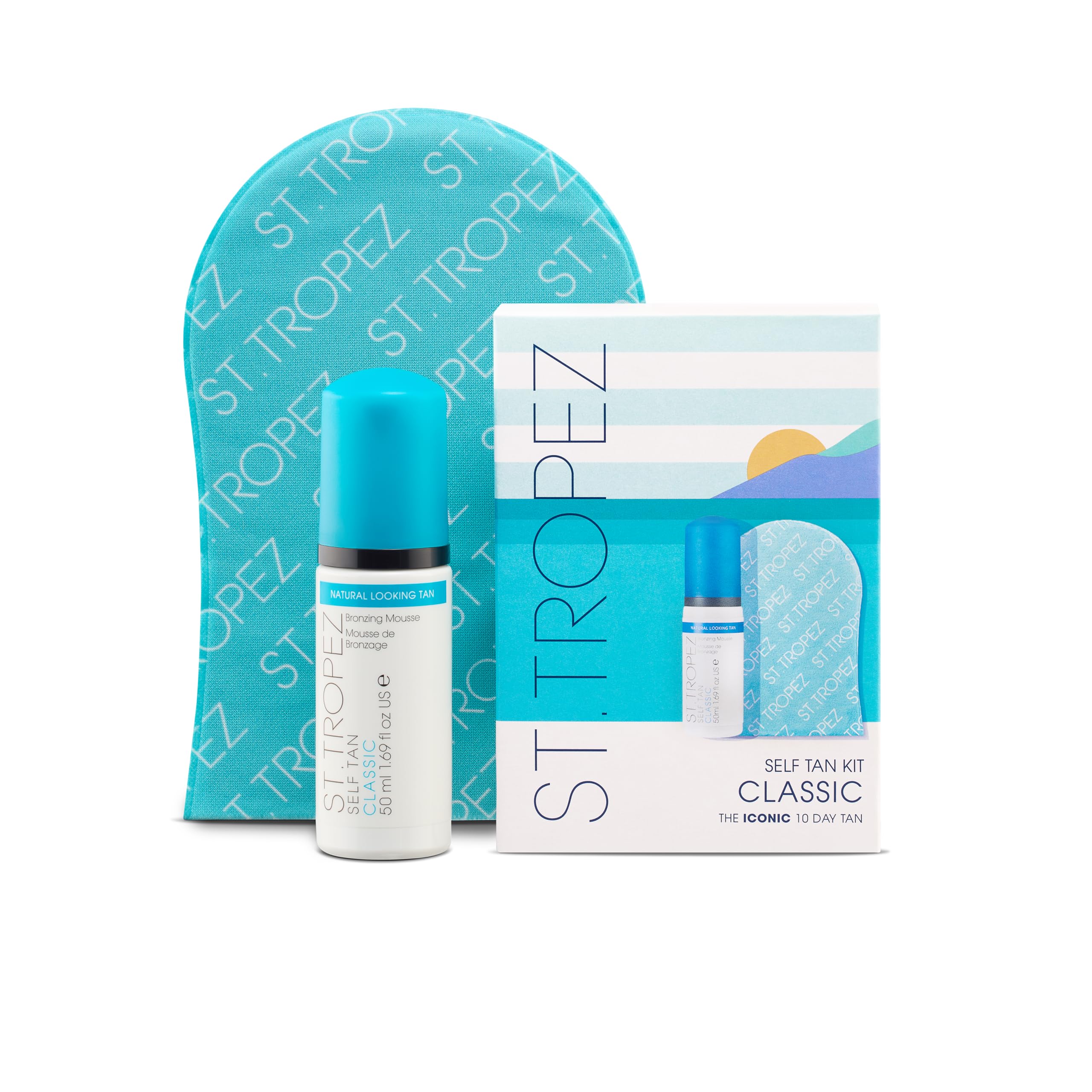 St.Tropez Self Tan Classic Mini Kit packaging, travel-friendly bronzing option.