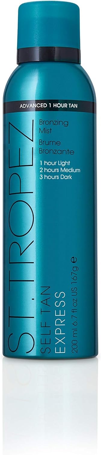 St.Tropez Self Tan Express Mist bottle showing easy, even coverage and fast results.