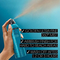 St.Tropez Self Tan Express Mist paired with a mitt for seamless blending and streak-free finish.
