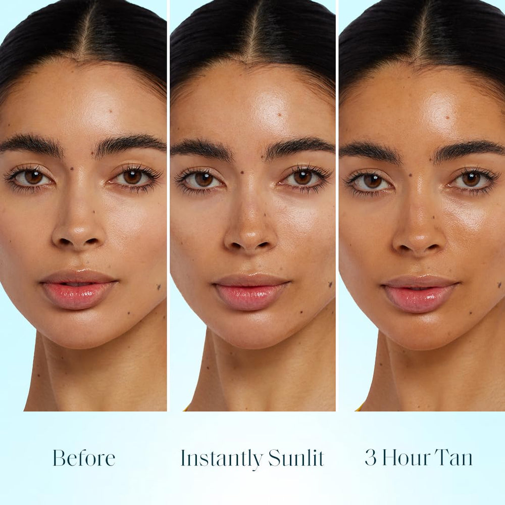 St.Tropez Sunlit Skin before and after bronze comparison