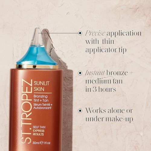 St.Tropez Sunlit Skin bottle closeup highlighting fast-dry formula