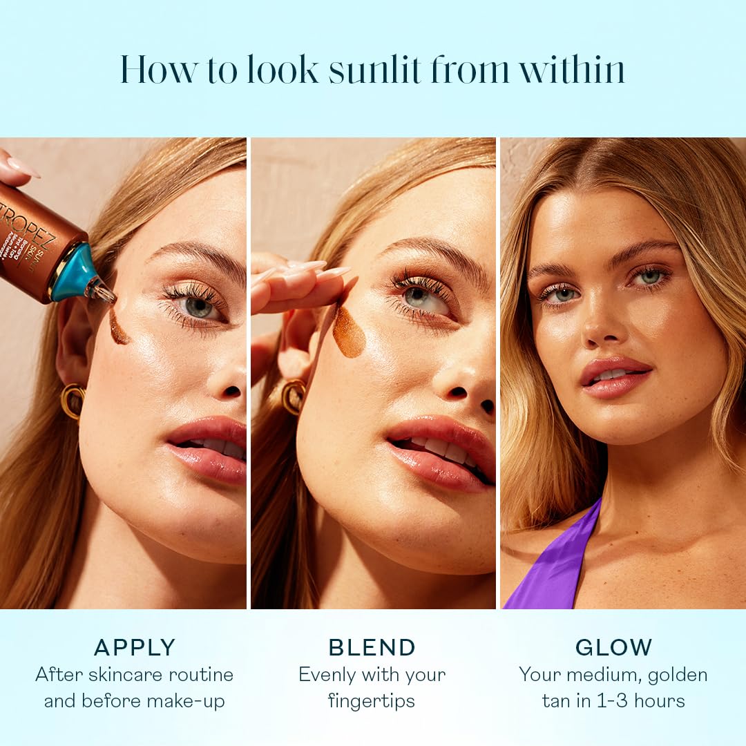 St.Tropez Sunlit Skin hydration graphic with hyaluronic acid benefit