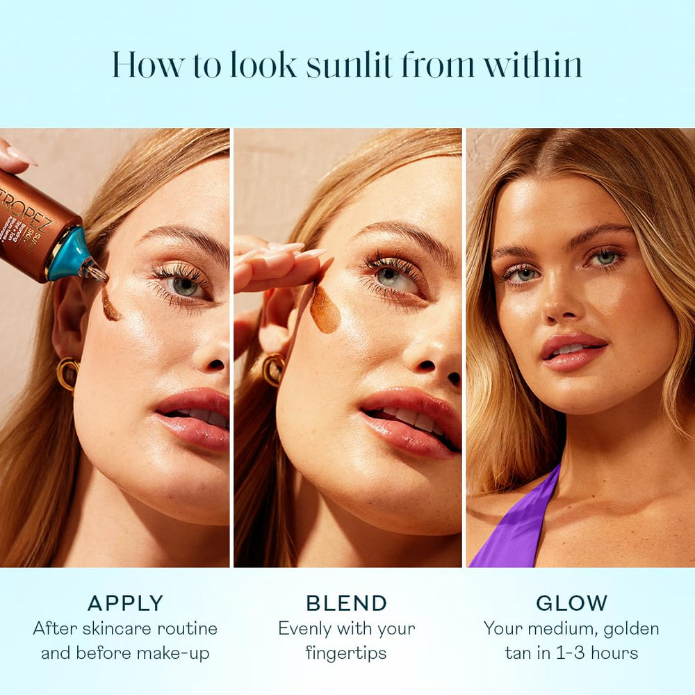 St.Tropez Sunlit Skin hydration graphic with hyaluronic acid benefit