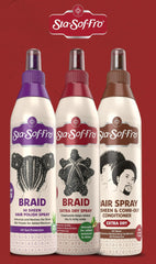Sta-Sof-Fro packaging with brown bottle showcases curl-friendly hair care.
