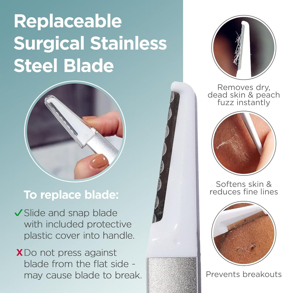 StackedSkincare tool with durable handle and replaceable blades enables multi-use sessions.