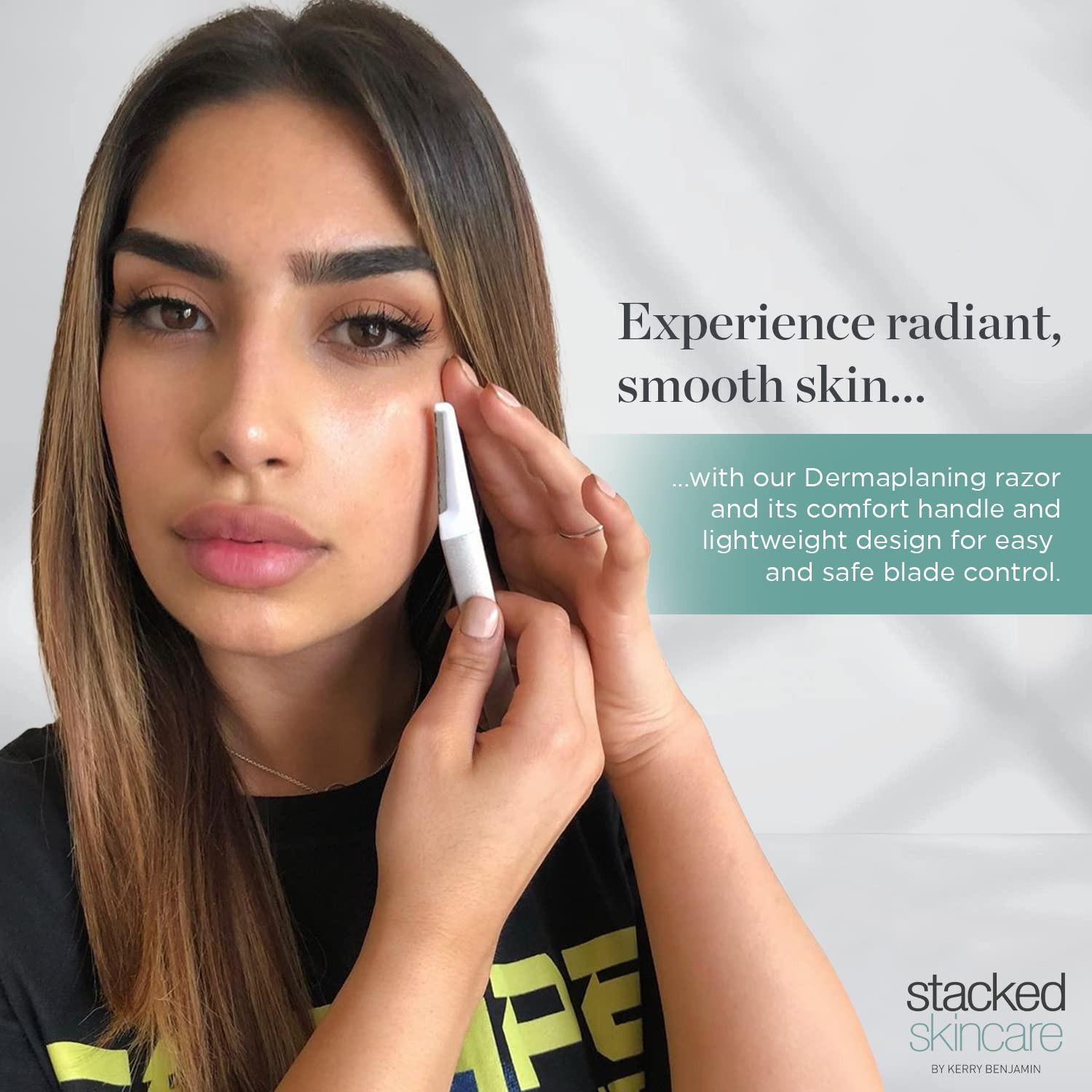 StackedSkincare peach fuzz removal close-up showing a refreshed complexion