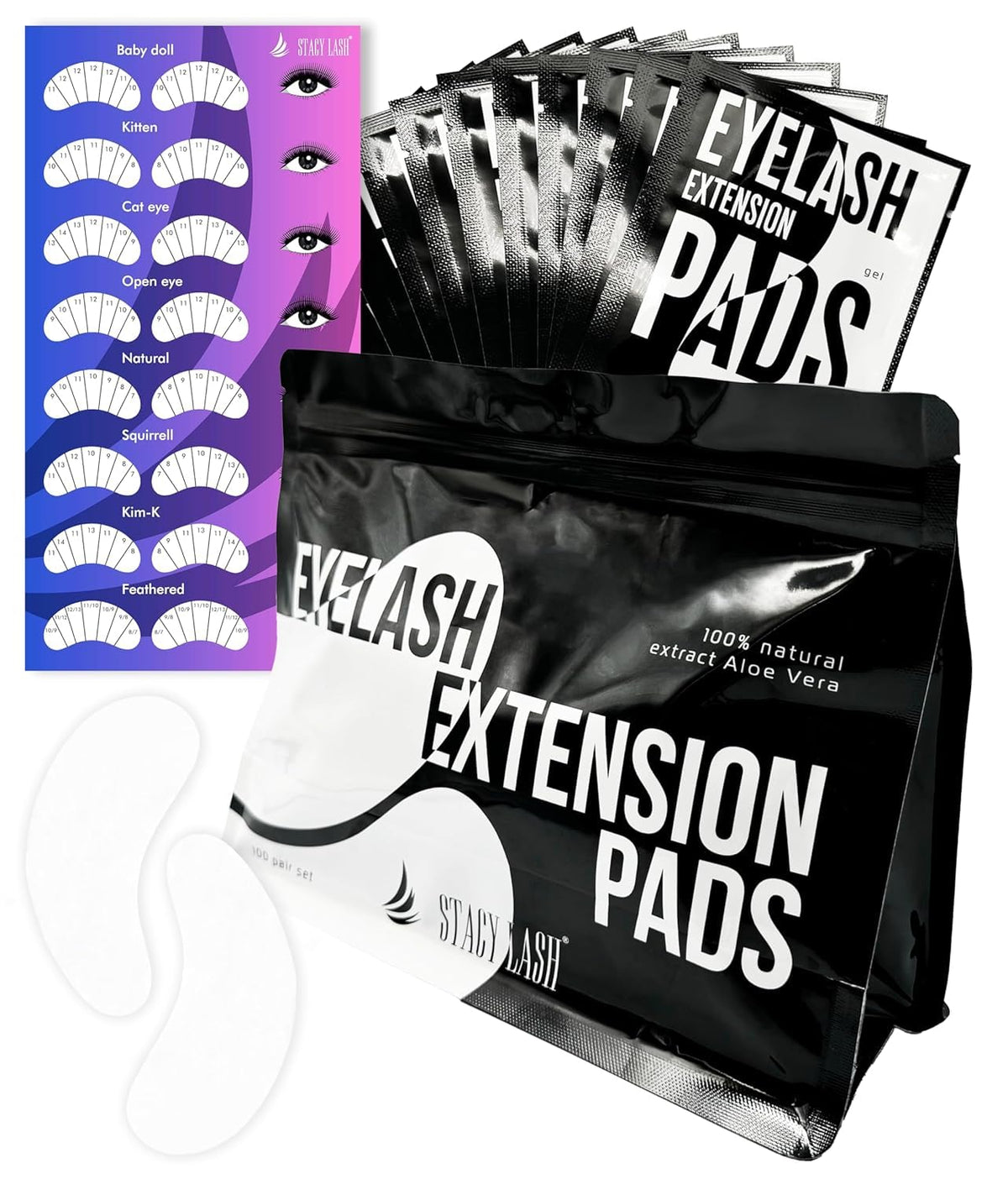 STACY LASH under-eye pads 100-pair packaging for clean lash extensions