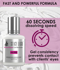 STACY LASH clear odorless formula highlighting fragrance-free remover benefits
