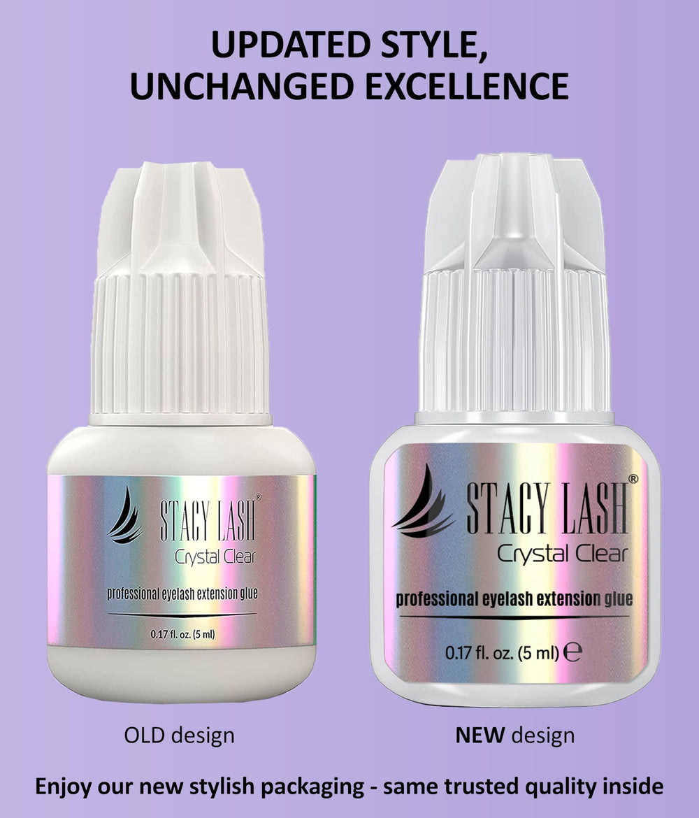 STACY LASH Crystal Clear glue transparent formula dries invisibly for a natural-looking lash line.